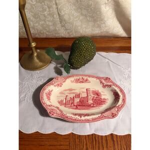 Vintage Johnson Brothers Old English Castles Pink Small Platter- Warwick Castle